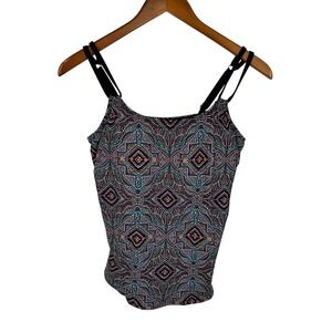 Sunsets Tankini Swim Top Size 34E 32F 30G Underwire Support Colorful Comfort